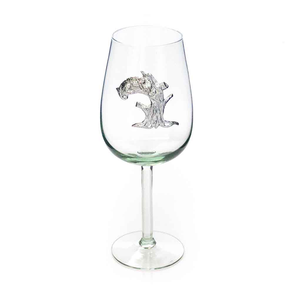 Bordeaux Glass - Pewter Leopard on bowl
