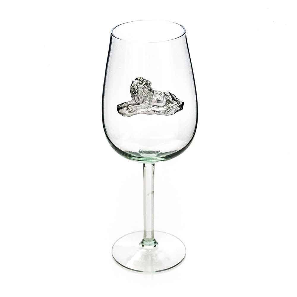 Bordeaux Glass - Pewter Lion on bowl