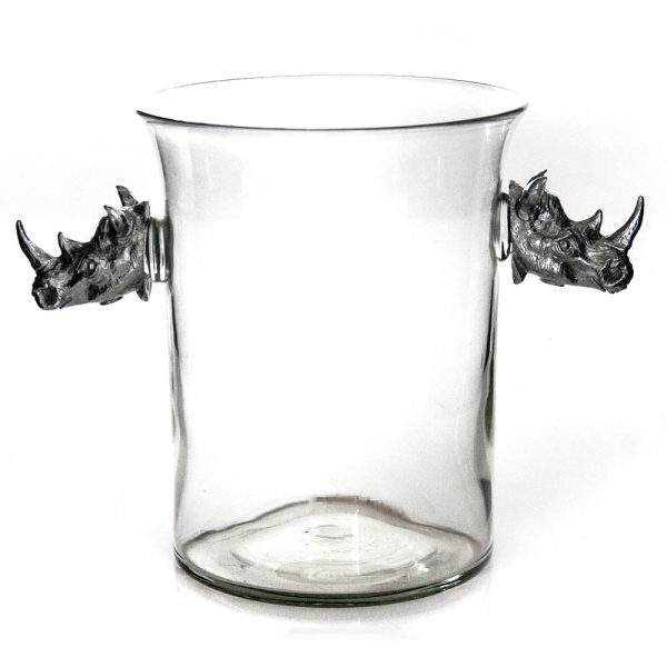 Ice Bucket with Pewter Rhino Heads